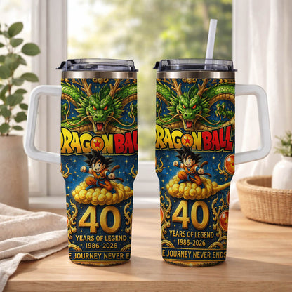Dragon Anime Legend 40th Anniversary Tumbler, 1986–2026 Adventure Inspired Travel Cup, Fantasy Dragon Stainless Tumbler With Handle