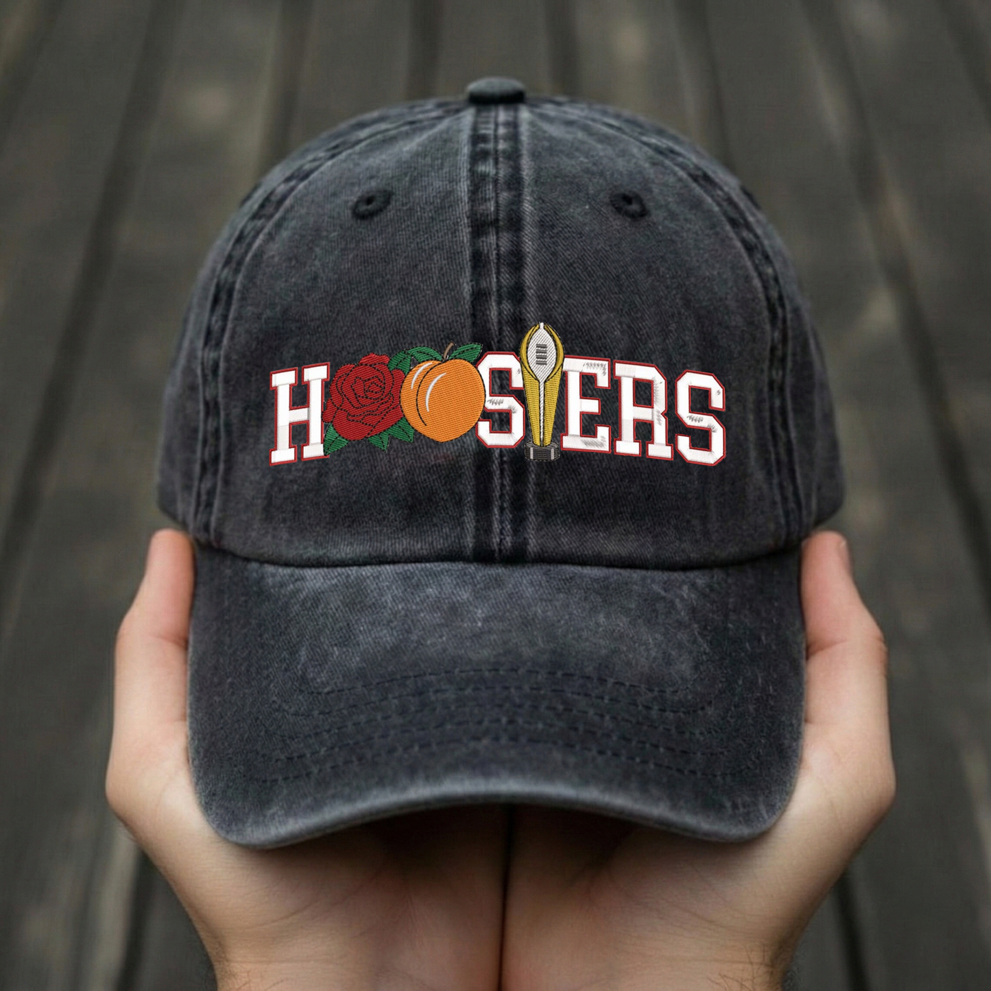 Embroidered Indiana Hoosiers Vintage Style Trucker Hat, Dyed Cap
