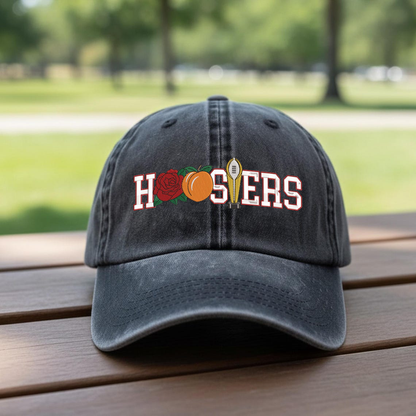 Embroidered Indiana Hoosiers Vintage Style Trucker Hat, Dyed Cap