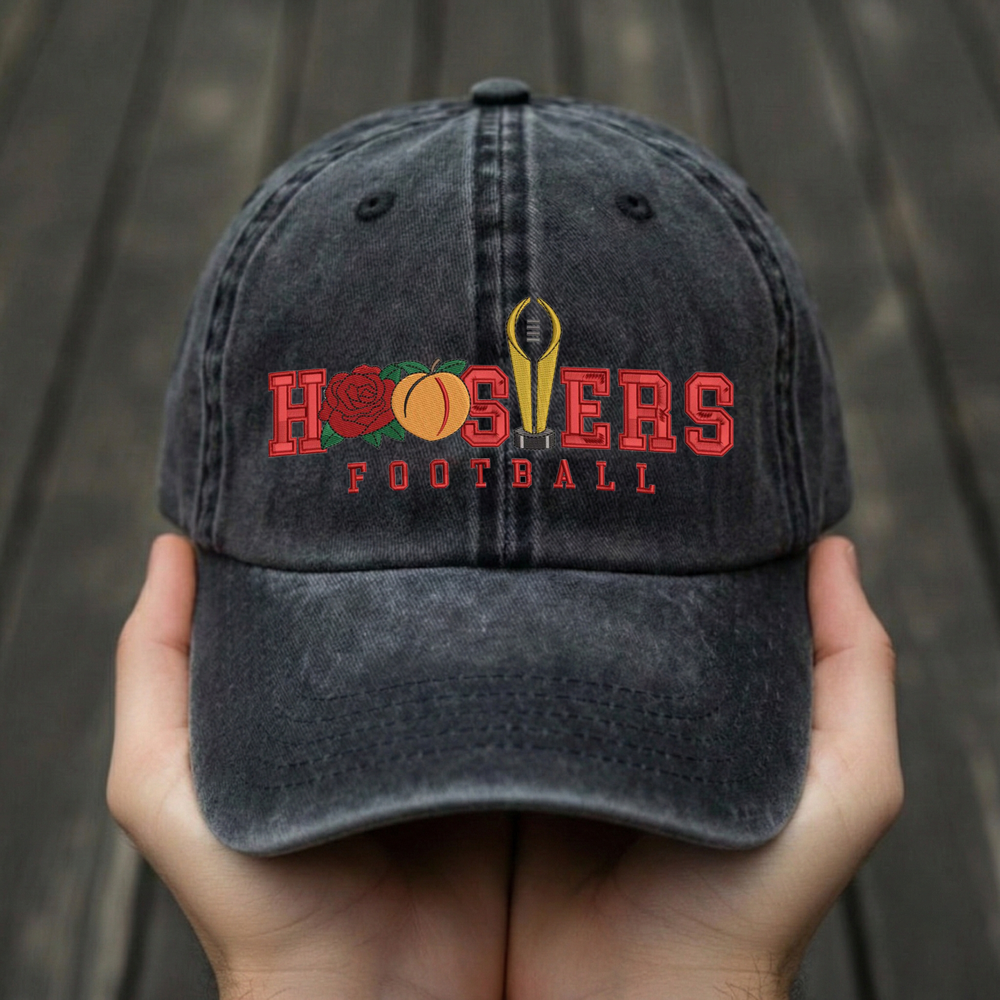 Embroidered Indiana Hoosiers Vintage Style Trucker Hat, Dyed Cap