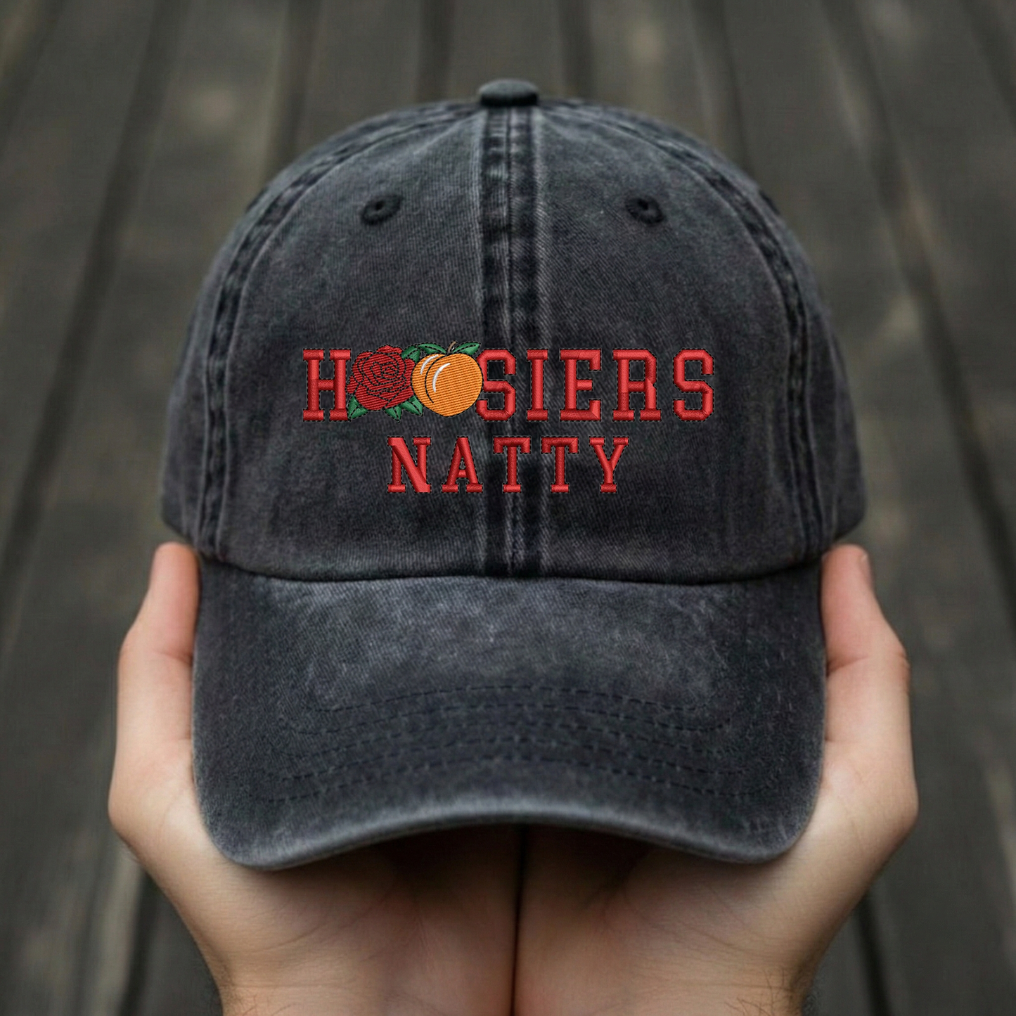 Embroidered Indiana Hoosiers Vintage Style Trucker Hat, Dyed Cap