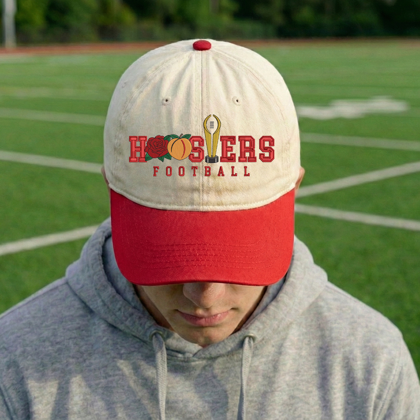 Embroidered Indiana Hoosiers Vintage Style Trucker Hat, Dyed Cap