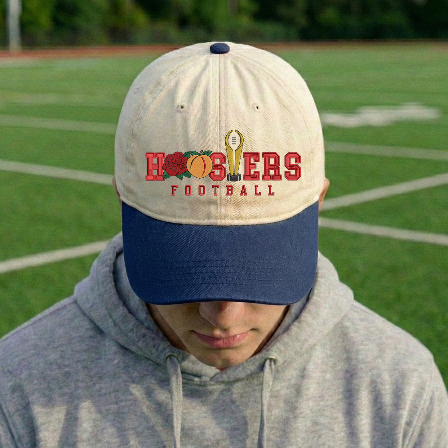 Embroidered Indiana Hoosiers Vintage Style Trucker Hat, Dyed Cap