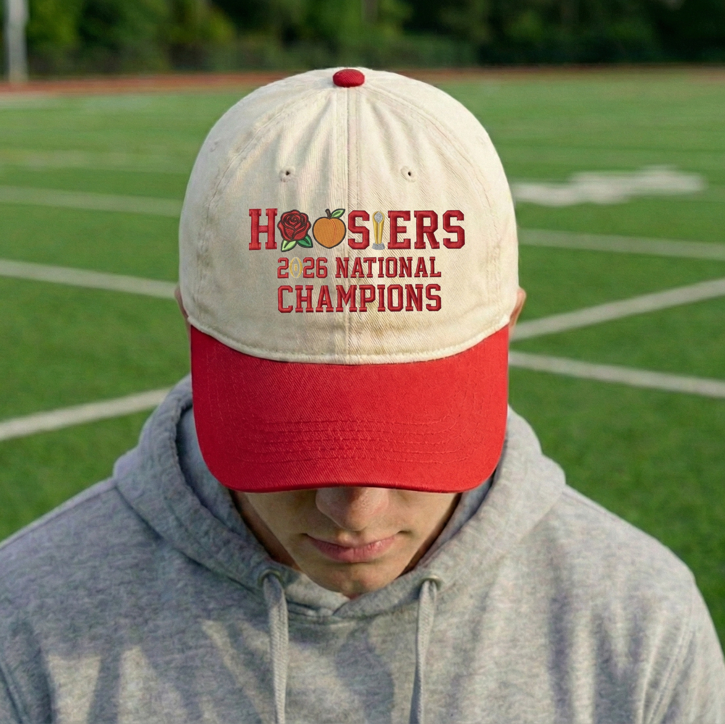 Embroidered Indiana Hoosiers Vintage Style Trucker Hat, Dyed Cap