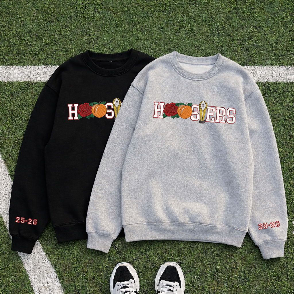 Embroidered Hoosiers Champs Sweatshirt: Rose & Peach Bowl 25/26 Quarter-Zip Sweatshirt, Hoodie Sweatshirt T-Shirt