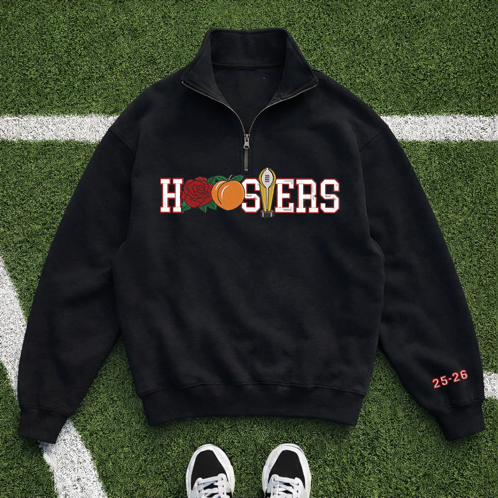 Embroidered Hoosiers Champs Sweatshirt: Rose & Peach Bowl 25/26 Quarter-Zip Sweatshirt, Hoodie Sweatshirt T-Shirt