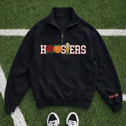 Embroidered Hoosiers Champs Sweatshirt: Rose & Peach Bowl 25/26 Quarter-Zip Sweatshirt, Hoodie Sweatshirt T-Shirt