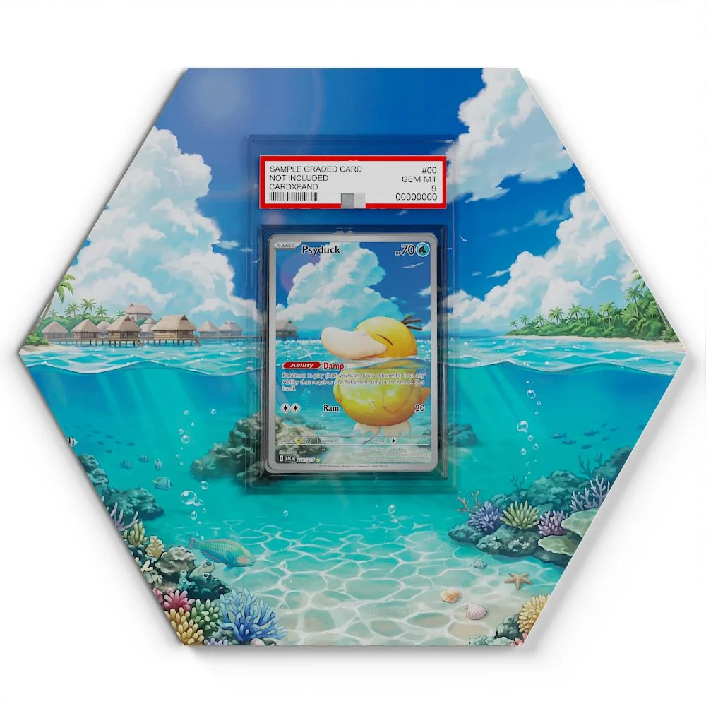 226/217 Psyduck Pokémon Card Artwork Hexagon Display