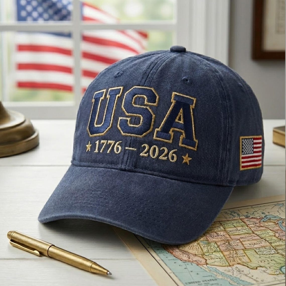 Embroidered 250th USA 1776-2026 Anniversary United State Hat
