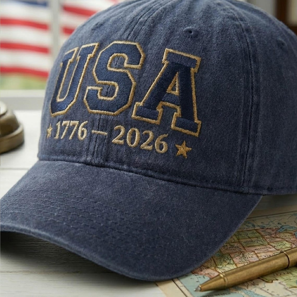 Embroidered 250th USA 1776-2026 Anniversary United State Hat