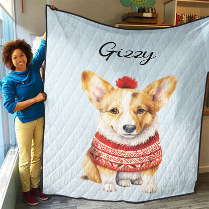 Personalized Pup In Ugly Sweater Custom Quilt
