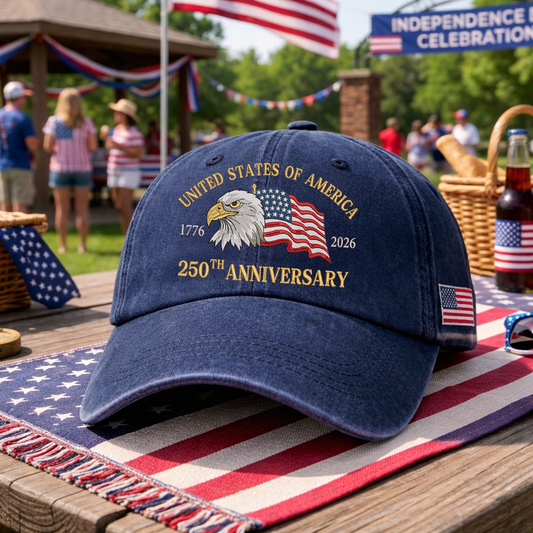 Embroidered 250th USA Independence Day Dyed Cap