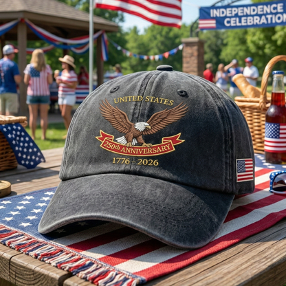Embroidered 250th USA Independence Day Dyed Cap