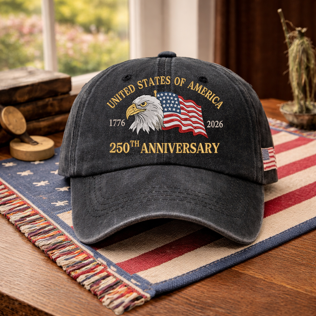 Embroidered 250th USA Independence Day Dyed Cap