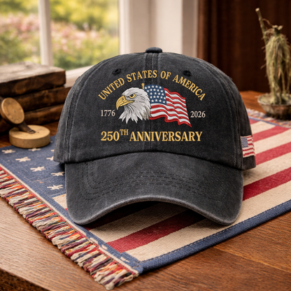 Embroidered 250th USA Independence Day Dyed Cap