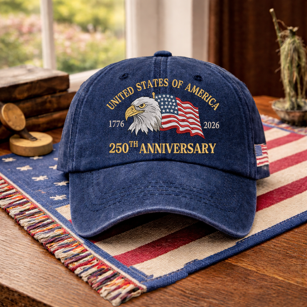 Embroidered 250th USA Independence Day Dyed Cap