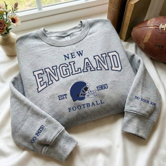 Embroidered New England Football Quarter-Zip Sweatshirt, Hoodie Sweatshirt T-Shirt