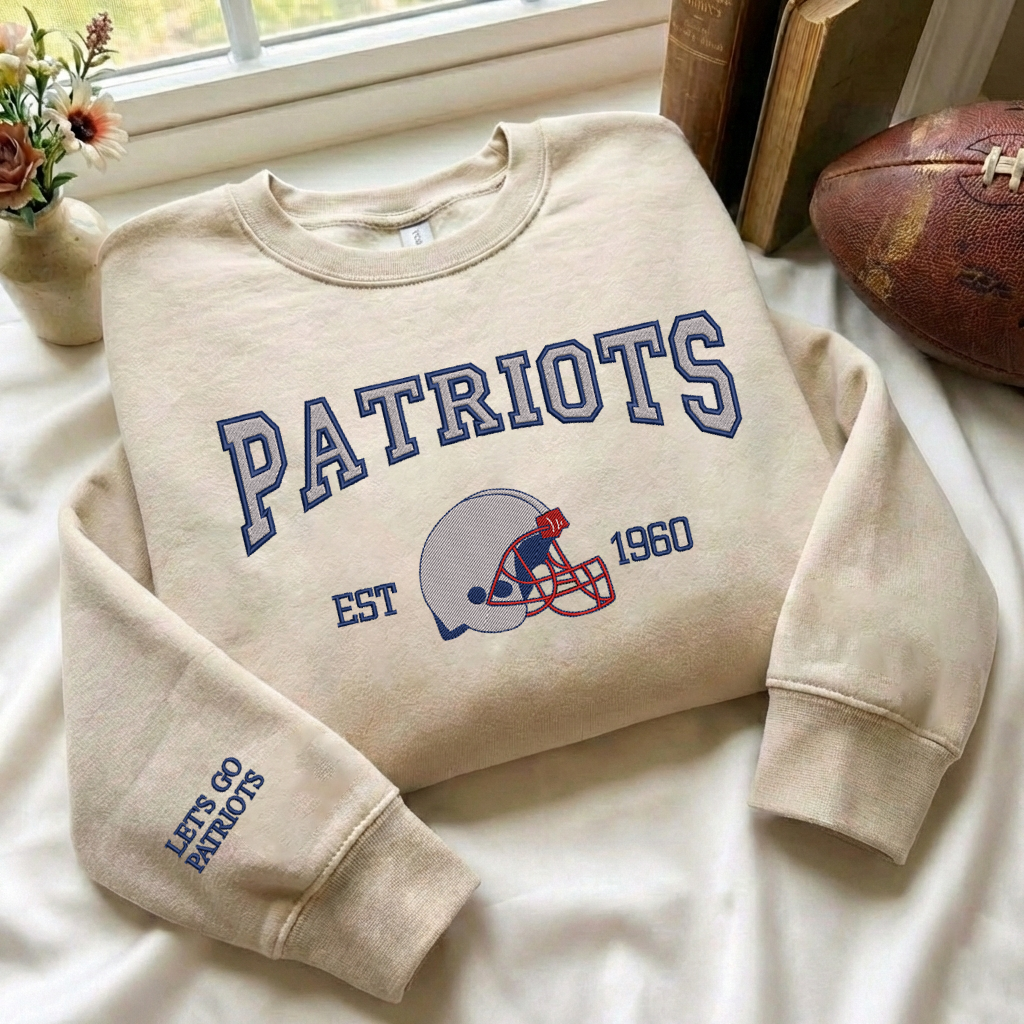 Embroidered Patriots EST.1960 Quarter-Zip Sweatshirt, Hoodie Sweatshirt T-Shirt
