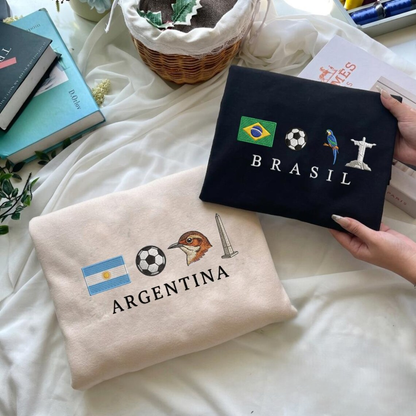Embroidered World Cup 2026 National Football Teams Quarter-Zip Sweatshirt, Hoodie Sweatshirt T-Shirt