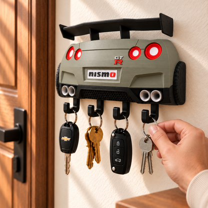 R35 Key Holder, Back to the Future Inspired Wall Key Rack, 3D Printed Car Key Holder