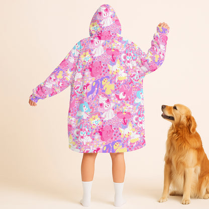 Anime PKM Fairy Seamless Pattern Custom Blanket Hoodie