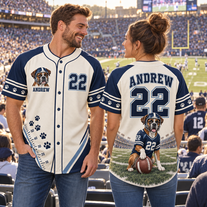 Personalized Pet Photo Football Jersey – Custom Name, Number & Team Colors