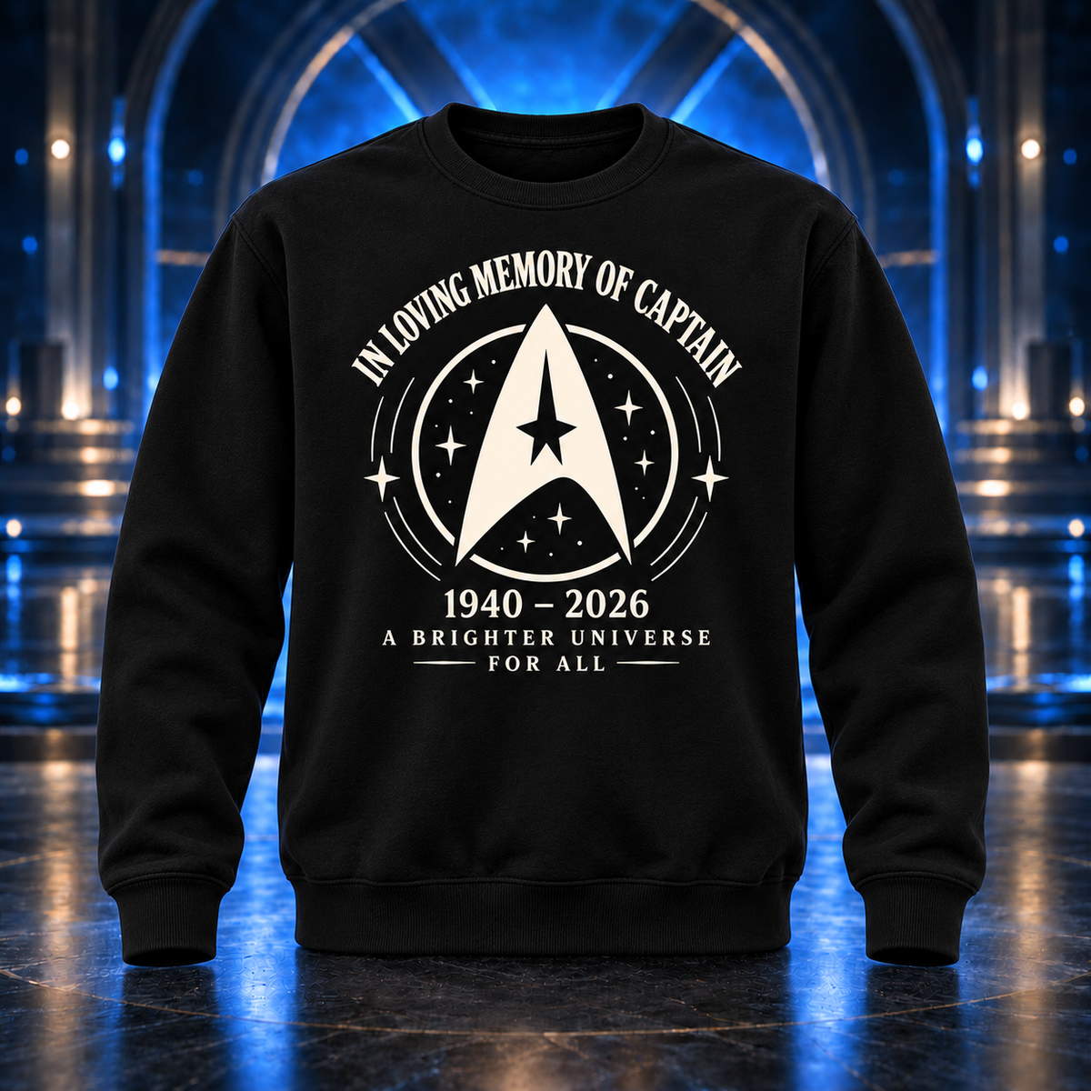 In Loving Memory Of Captain Hoodie, Black Graphic Pullover