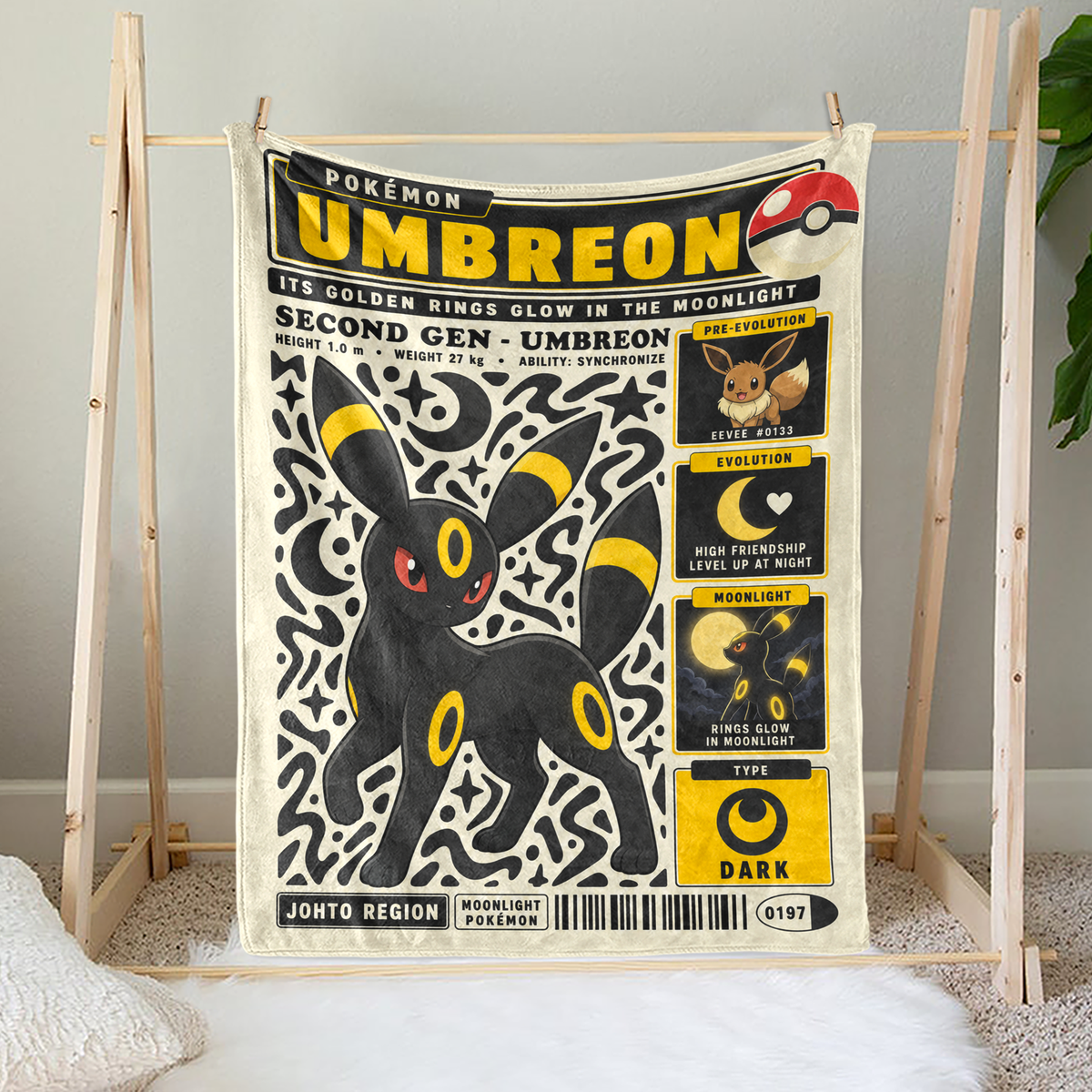 PKM Umbreon Evolution Retro Fleece Blanket
