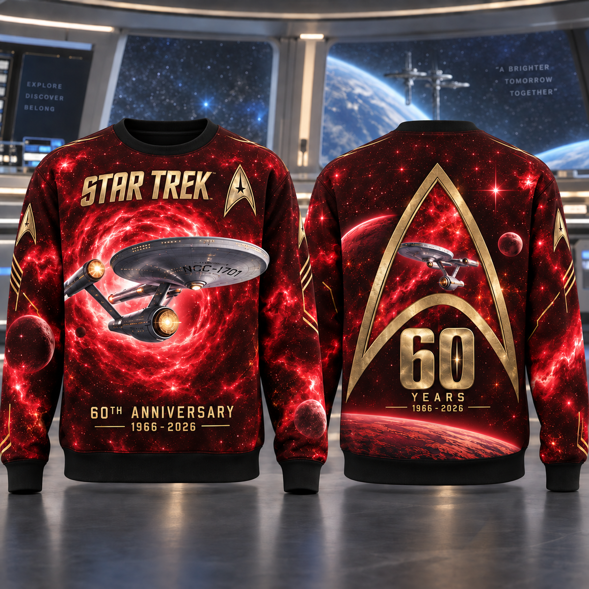 Star Trek 60th Anniversary AOP T-Shirt Sweatshirt Hoodie