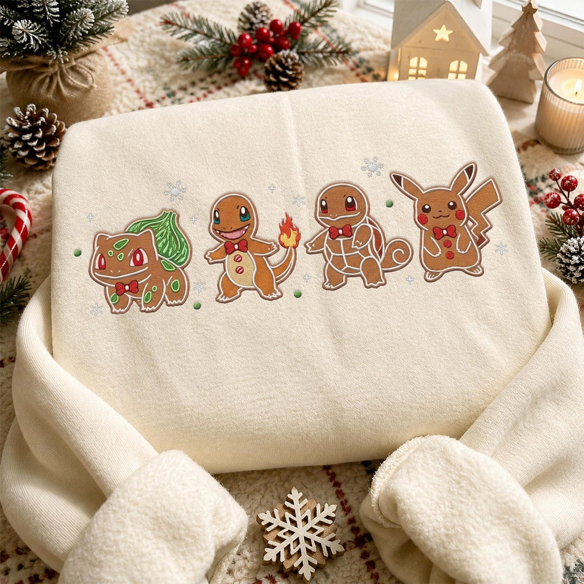 Personalized Embroidered Christmas PKM Gingerbread Sweatshirt