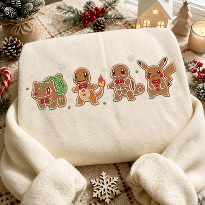 Personalized Embroidered Christmas PKM Gingerbread Sweatshirt