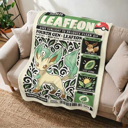 PKM Leafeon Evolution Retro Fleece Blanket