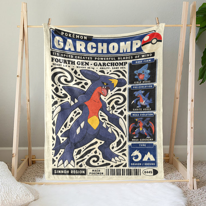 PKM Garchomp Evolution Retro Fleece Blanket