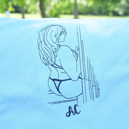 Custom Spicy Couple Portrait Embroidered Shirt – Personalized Boyfriend Photo Gift – Romantic Shirt for Husband, Anniversary or Valentine’s Day