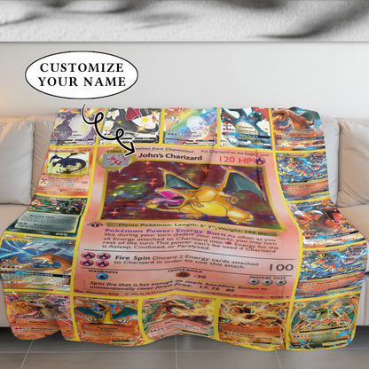 Anime PKM Charizard Cards Personalized Blanket