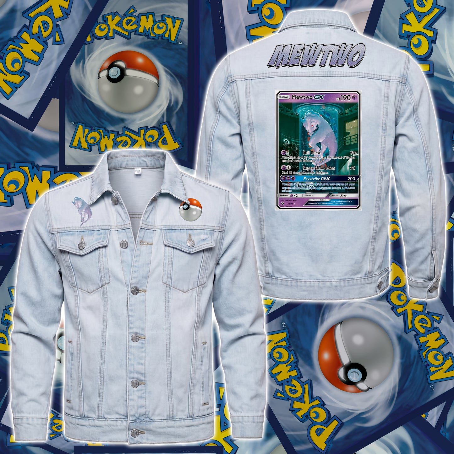 PKM Mewtwo Custom Lightweight Denim Jacket