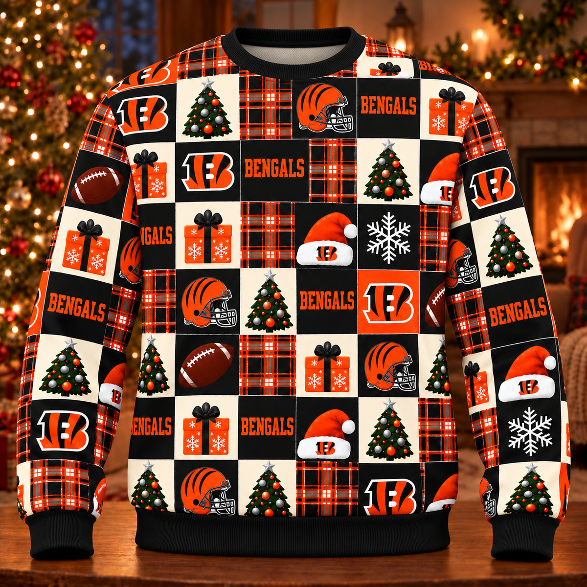 Personalized Bengals Christmas Sweatshirt and Lounge Pants