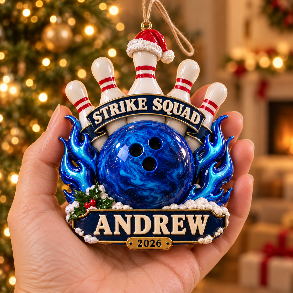 Personalized Custom Bowling Team Acrylic Ornament – Custom Name Holiday Gift