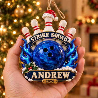 Personalized Custom Bowling Team Acrylic Ornament – Custom Name Holiday Gift