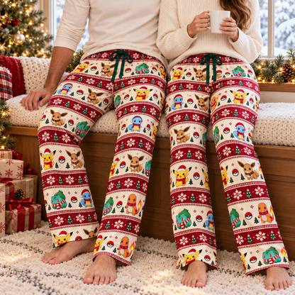 PKM Christmas Lounge Pants, Red Plaid Lounge Pants for Men and Women, Matching Couples Loungewear