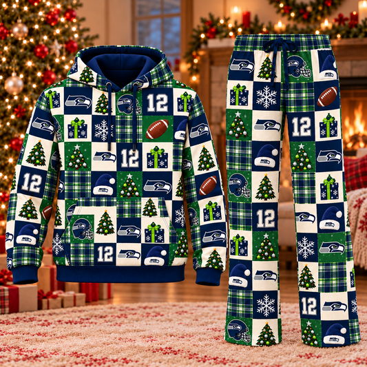 Personalized Seahawks Christmas Sweatshirt and Lounge Pants