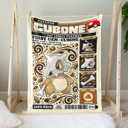 PKM Cubone Evolution Retro Fleece Blanket