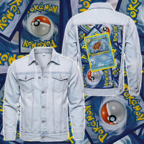 PKM Thicc Blastoise Custom Lightweight Denim Jacket