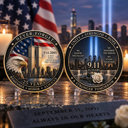 9/11 25 Years Stronger Together Printed Commemorative Coin – Limited Edition