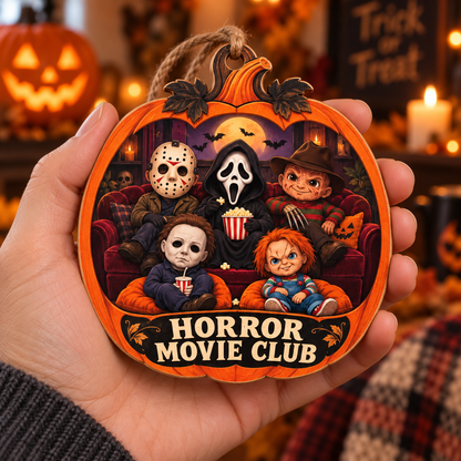 Personalized Halloween Horror Movie Club Double-Side Printed Wooden Ornament