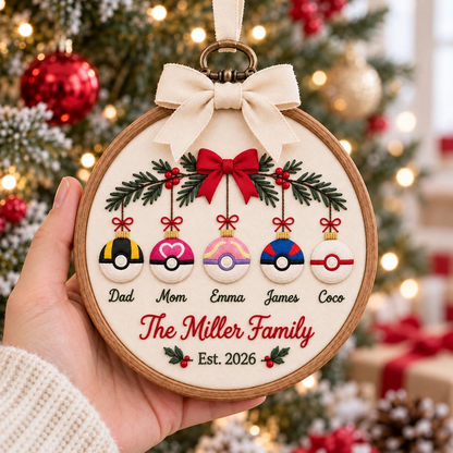 PKM Balls Personalized Embroidered Christmas Hoop