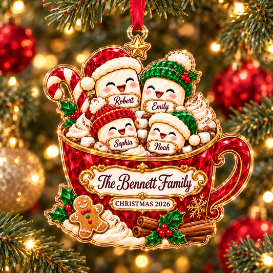 Personalized Hot Cocoa Christmas Acrylic & Glass Ornament