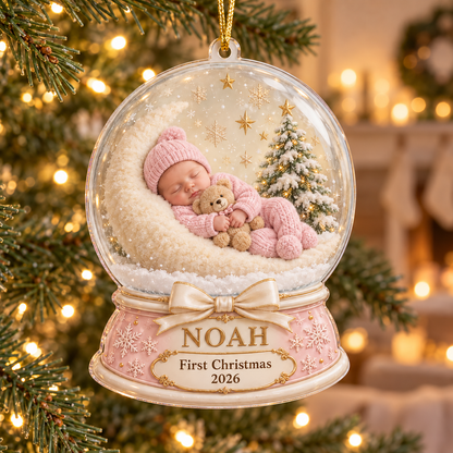 Personalized Custom Baby 1st Christmas Acrylic Ornament – Custom Name Holiday Gift