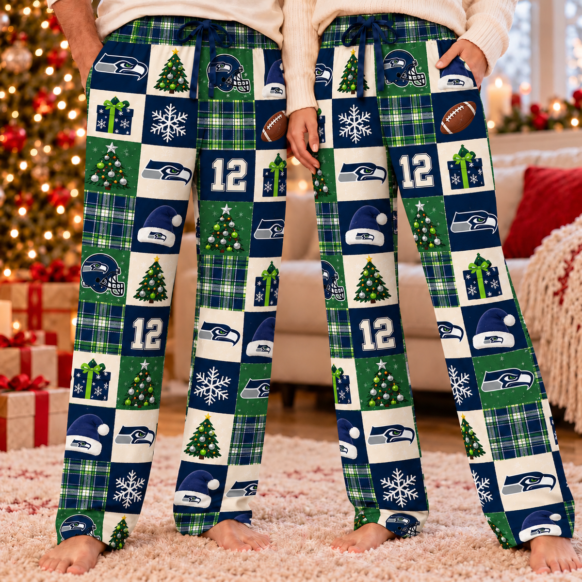 Personalized Custom Football Team Christmas Lounge Pants