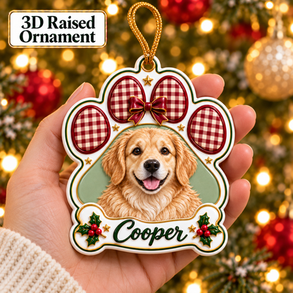 Personalized 3D Raised Acrylic Custom Pet Name & Photo Ornament